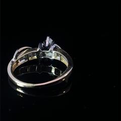 14K YELLOW GOLD MARQUISE & BAGUETTE CUT DIAMOND RING .42cttw SIZE 7